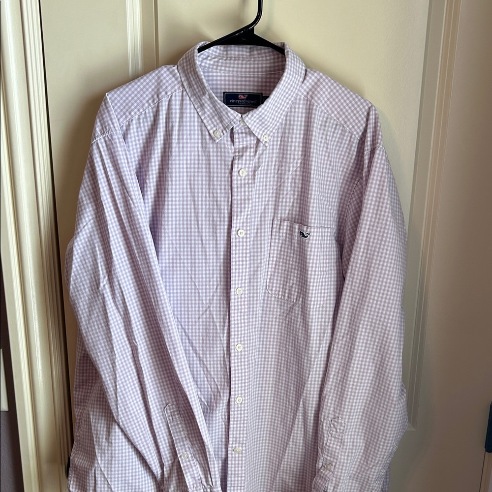 Vineyard Vines Men's Lavender Checkered Button Down Shirt